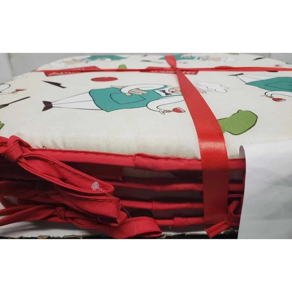 Set of 4 Cushion Chair Pads w/red ties, 15